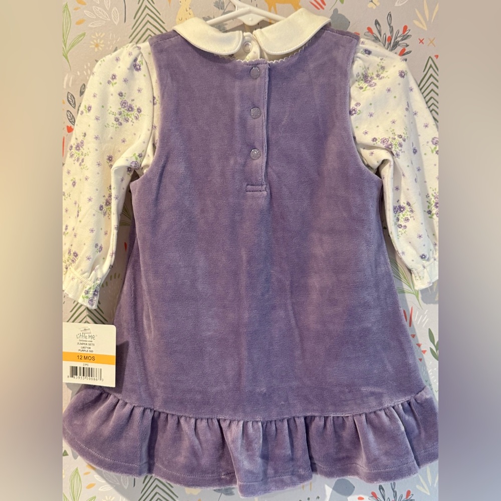 90s Little Me Lavender Peter Pan Collar Embroidered  Jumper Floral Blouse NWT - Picture 2 of 13